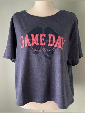 Lucky Brand Navy Tee with Pink 'Game Day' Graphic